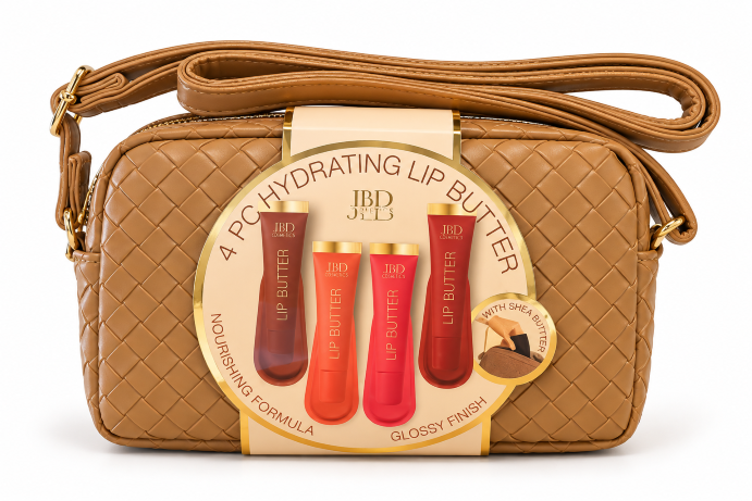 Bolso acolchado con set de lip butter