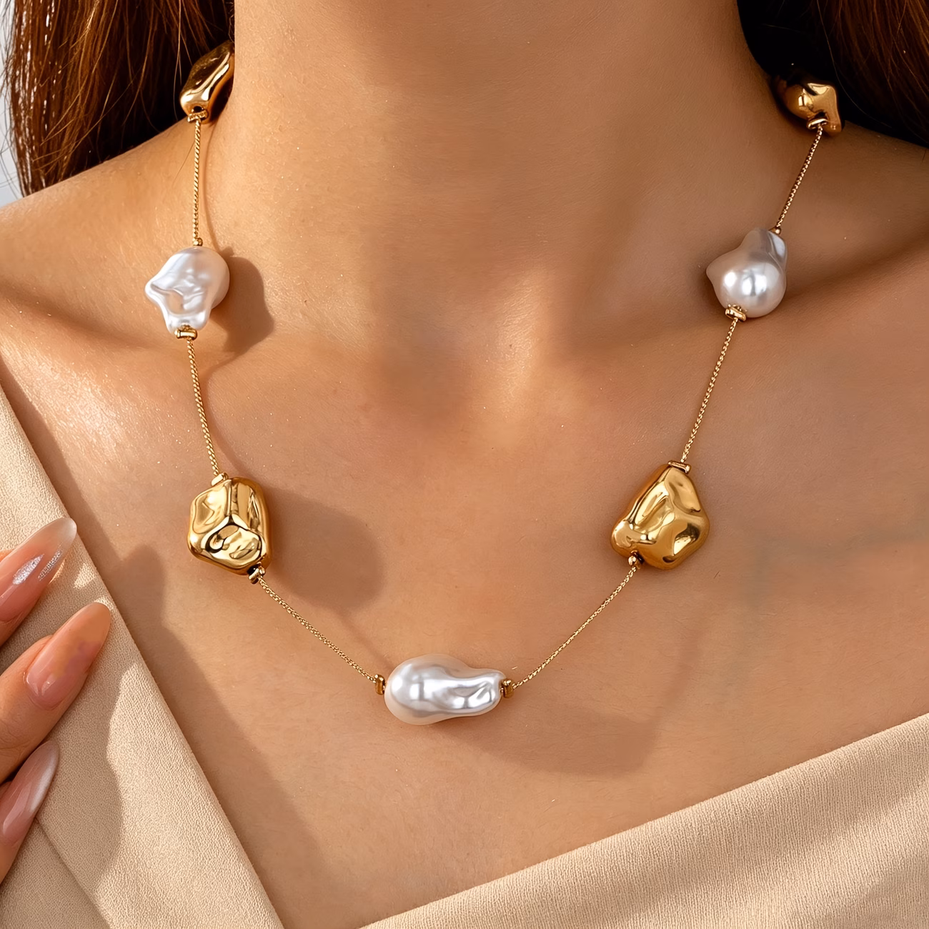 Collar de cadena de perlas