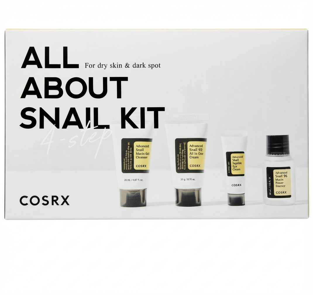 COSRX All About Snail Kit, un set de cuidado de la piel (skincare) coreano formulado con mucina